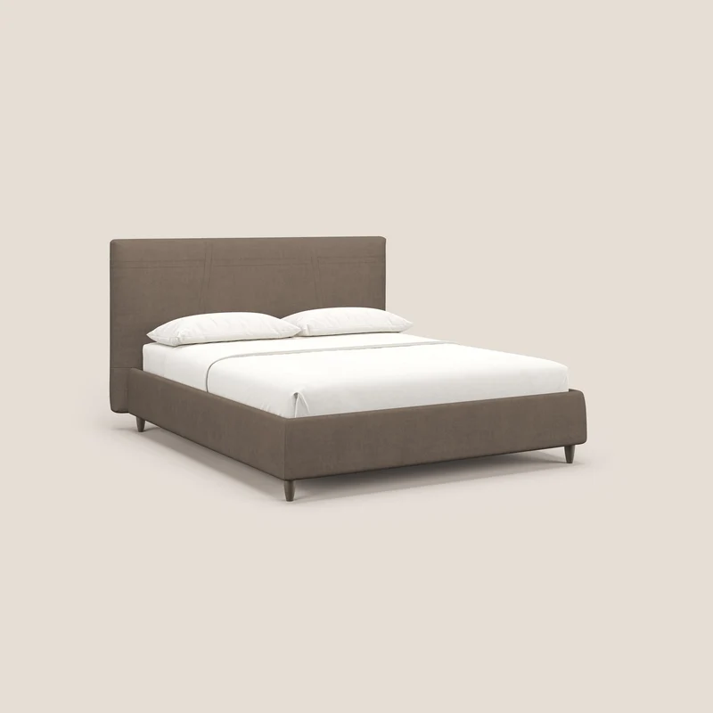 Martina lit rembourré avec coffre en tissu imperméable T02 marron