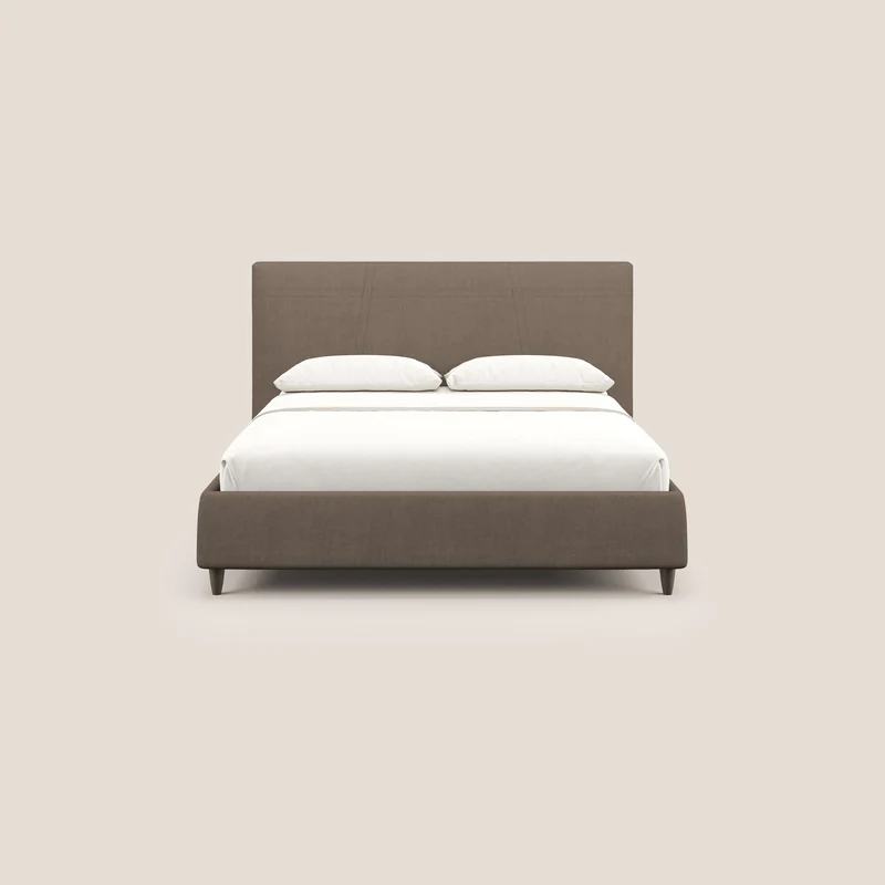 Martina lit rembourré avec coffre en tissu imperméable T02 marron