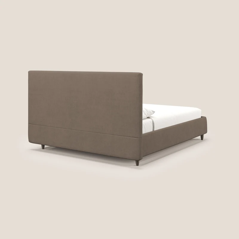 Martina lit rembourré avec coffre en tissu imperméable T02 marron