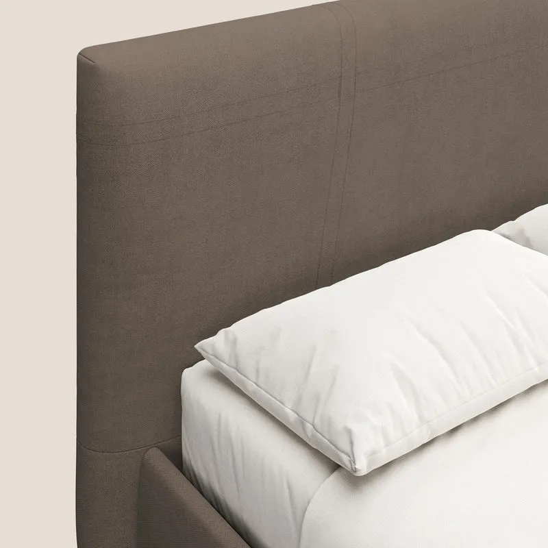Martina lit rembourré avec coffre en tissu imperméable T02 marron