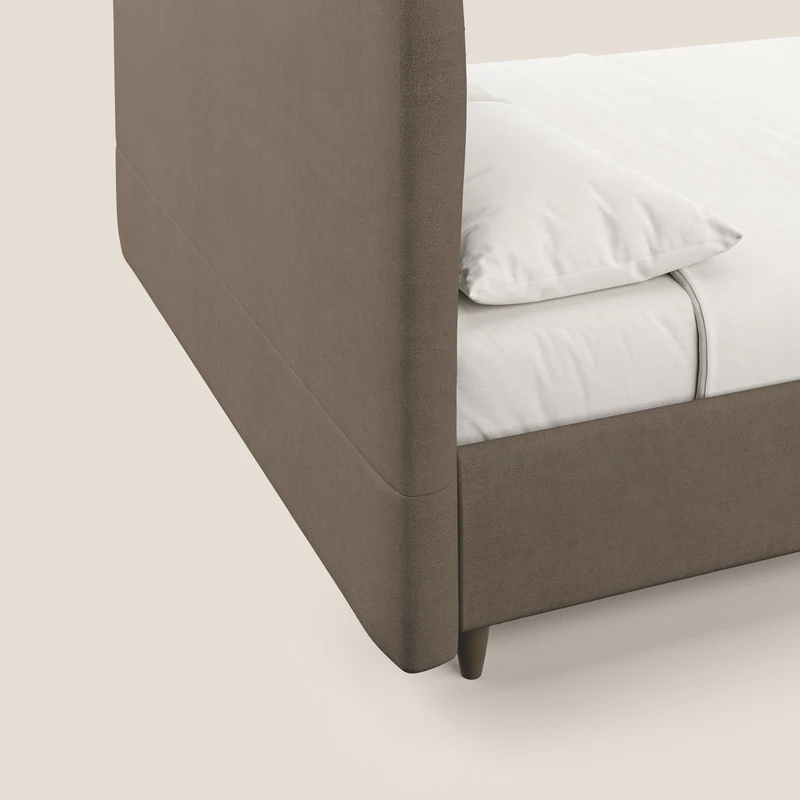 Martina lit rembourré avec coffre en tissu imperméable T02 marron