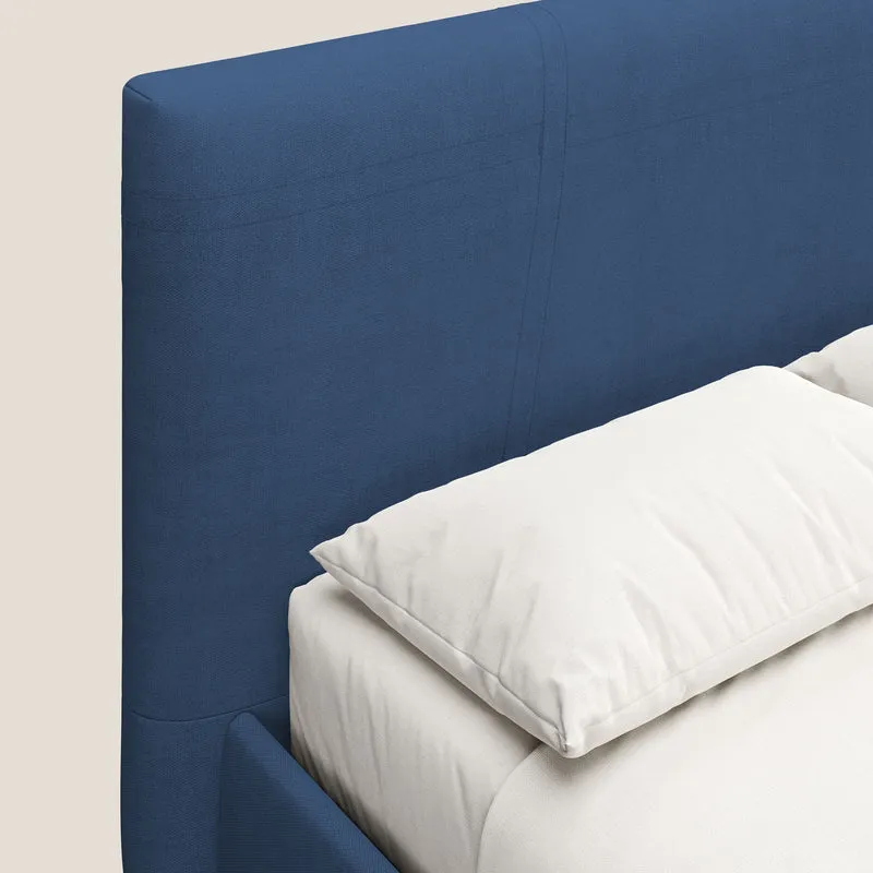 Martina lit rembourré avec coffre en tissu imperméable T02 bleu