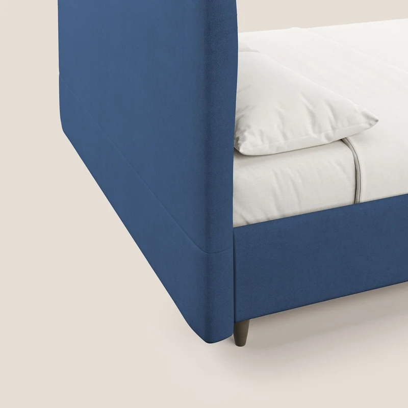 Martina lit rembourré avec coffre en tissu imperméable T02 bleu
