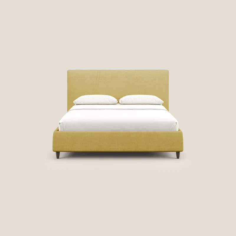 Martina lit rembourré avec coffre en tissu imperméable T02 jaune