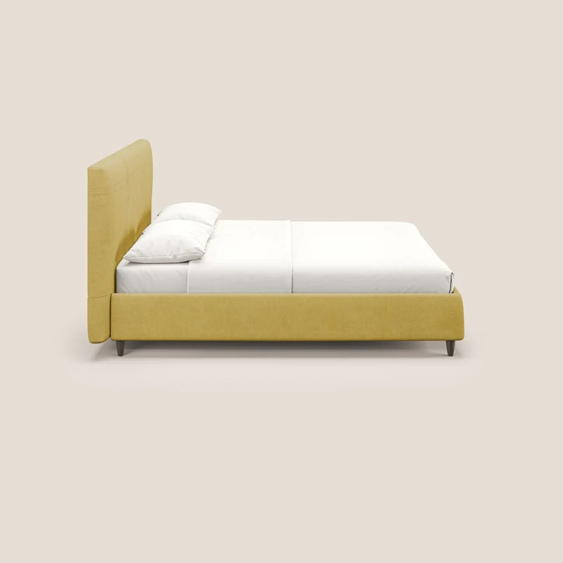 Martina lit rembourré avec coffre en tissu imperméable T02 jaune