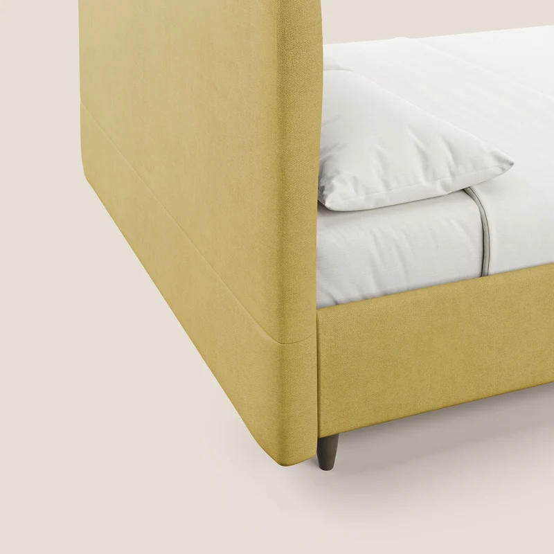 Martina lit rembourré avec coffre en tissu imperméable T02 jaune