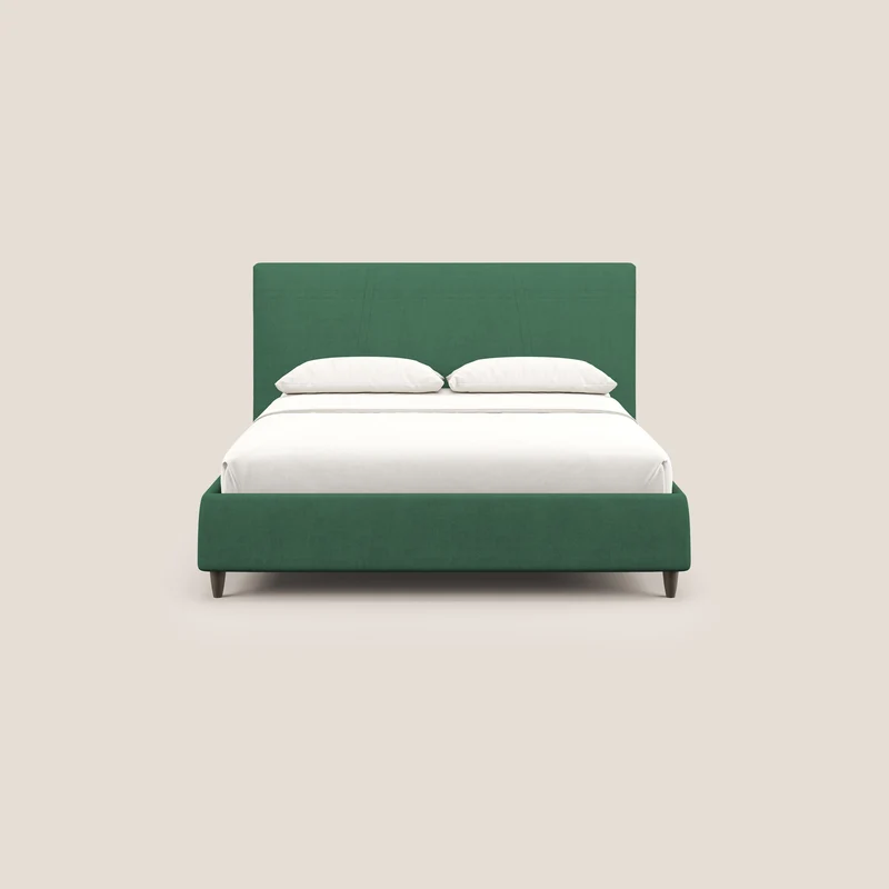 Martina lit rembourré avec coffre en tissu imperméable T02 vert