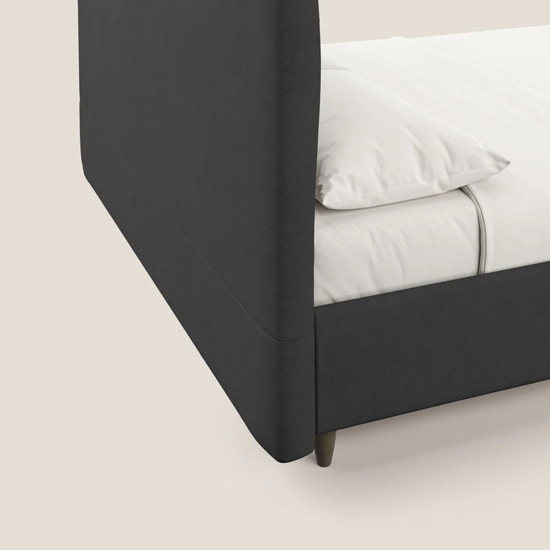 Martina lit rembourré avec coffre en tissu imperméable T02 noir
