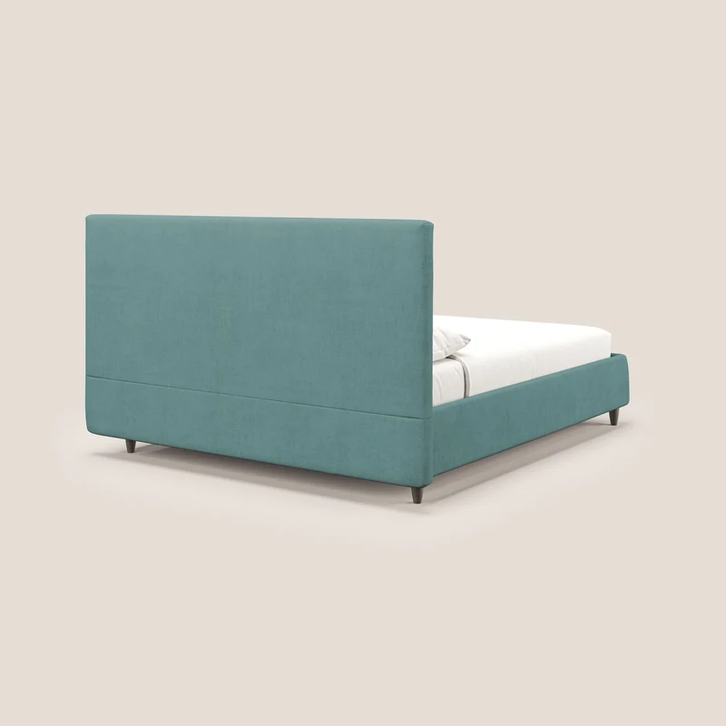 Martina lit rembourré avec coffre en tissu imperméable T02 bleu canard