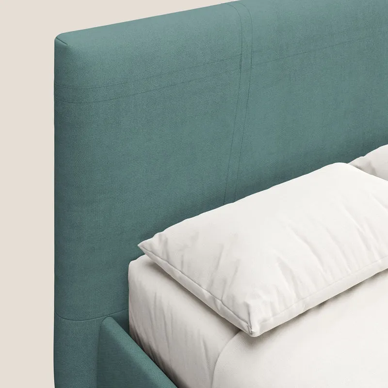 Martina lit rembourré avec coffre en tissu imperméable T02 bleu canard