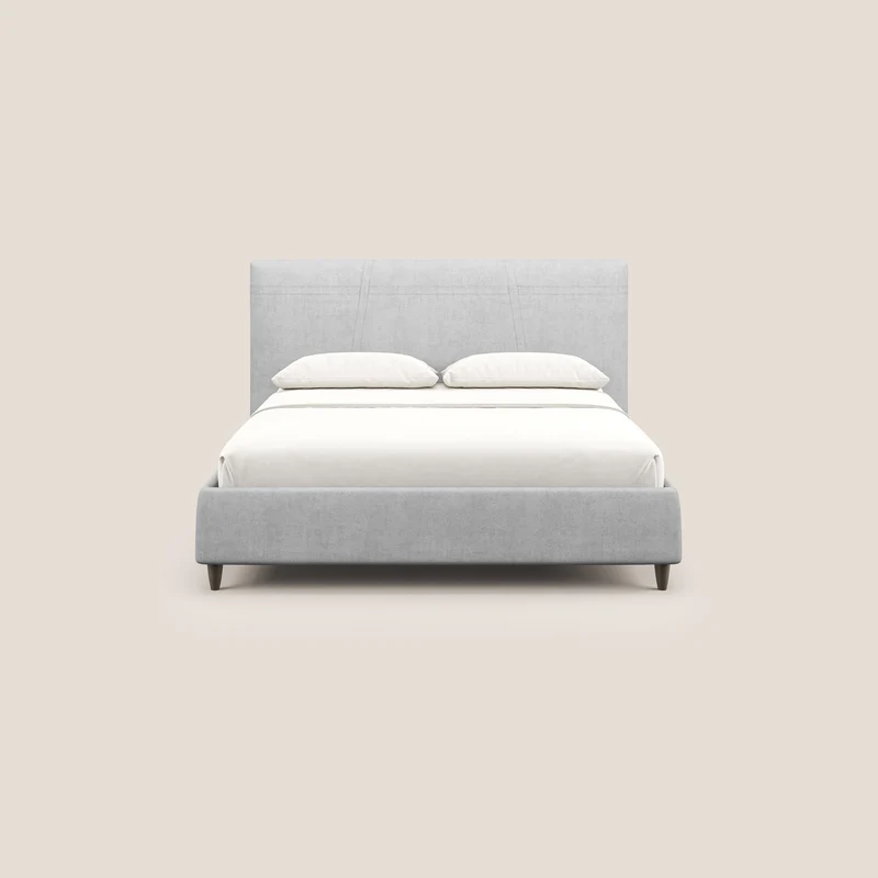 Martina lit rembourré avec coffre en tissu imperméable T02 gris clair