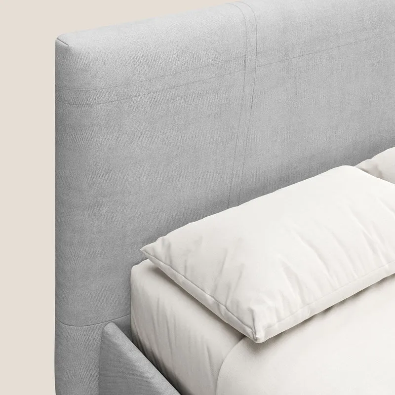Martina lit rembourré avec coffre en tissu imperméable T02 gris clair