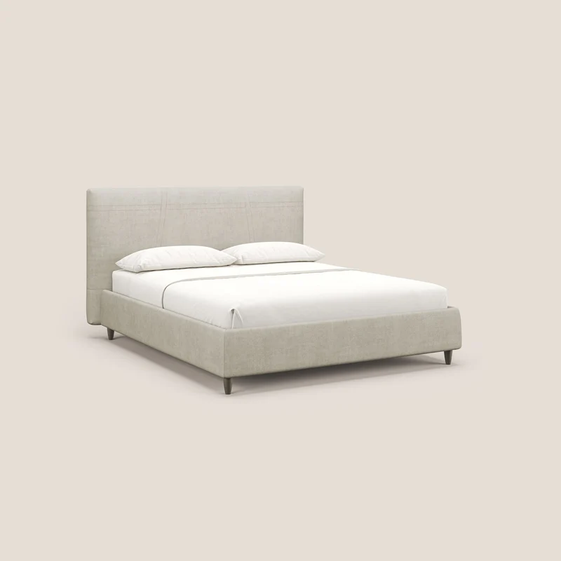 Martina lit rembourré avec coffre en tissu imperméable T02 crème