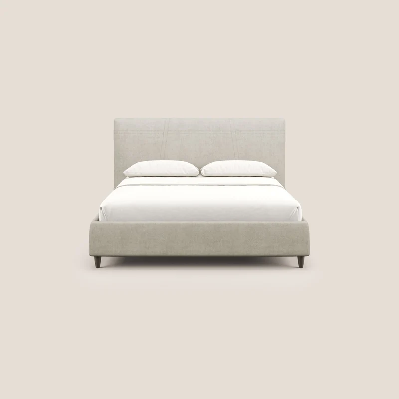 Martina lit rembourré avec coffre en tissu imperméable T02 crème