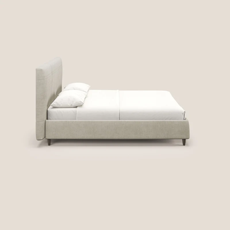 Martina lit rembourré avec coffre en tissu imperméable T02 crème