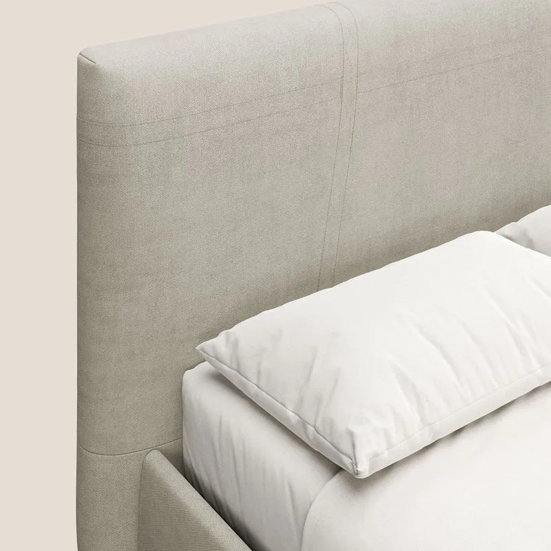 Martina lit rembourré avec coffre en tissu imperméable T02 crème