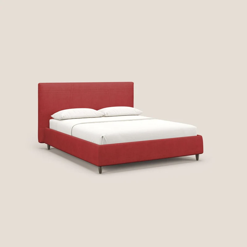 Martina lit rembourré avec coffre en tissu imperméable T02 rouge
