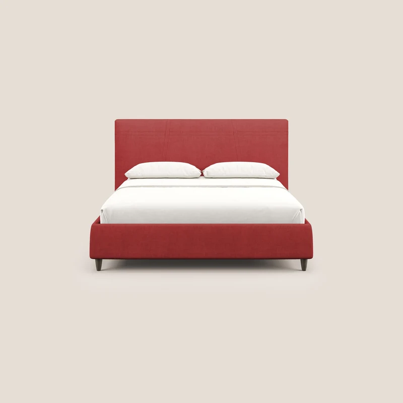 Martina lit rembourré avec coffre en tissu imperméable T02 rouge