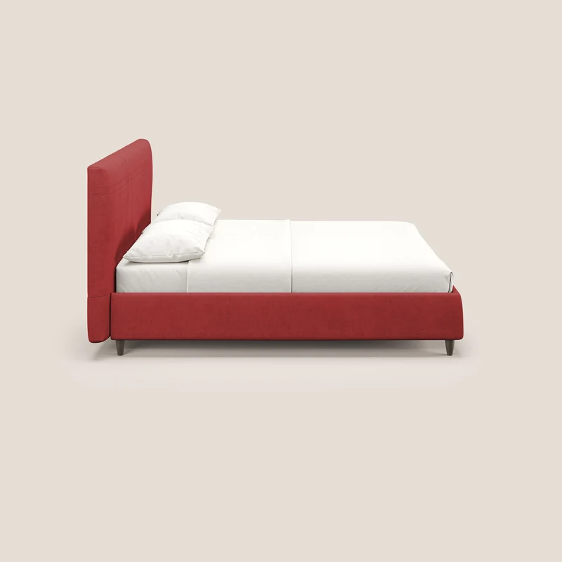 Martina lit rembourré avec coffre en tissu imperméable T02 rouge