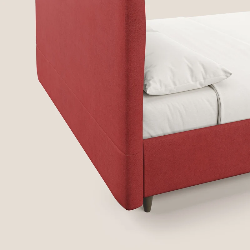 Martina lit rembourré avec coffre en tissu imperméable T02 rouge