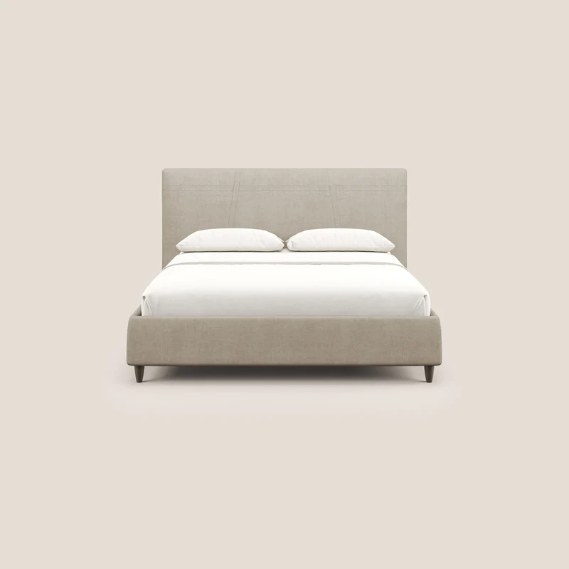 Martina lit rembourré avec coffre en tissu imperméable T02 beige
