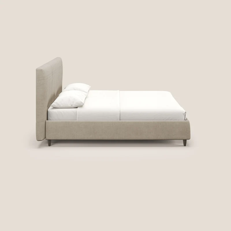 Martina lit rembourré avec coffre en tissu imperméable T02 beige