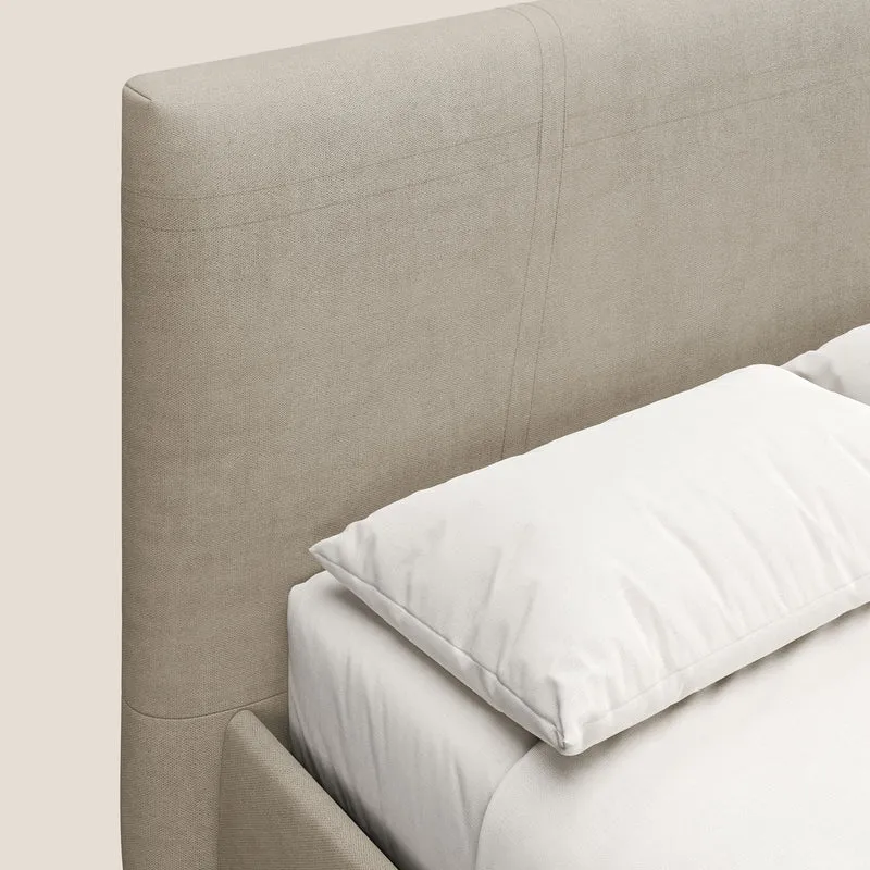 Martina lit rembourré avec coffre en tissu imperméable T02 beige