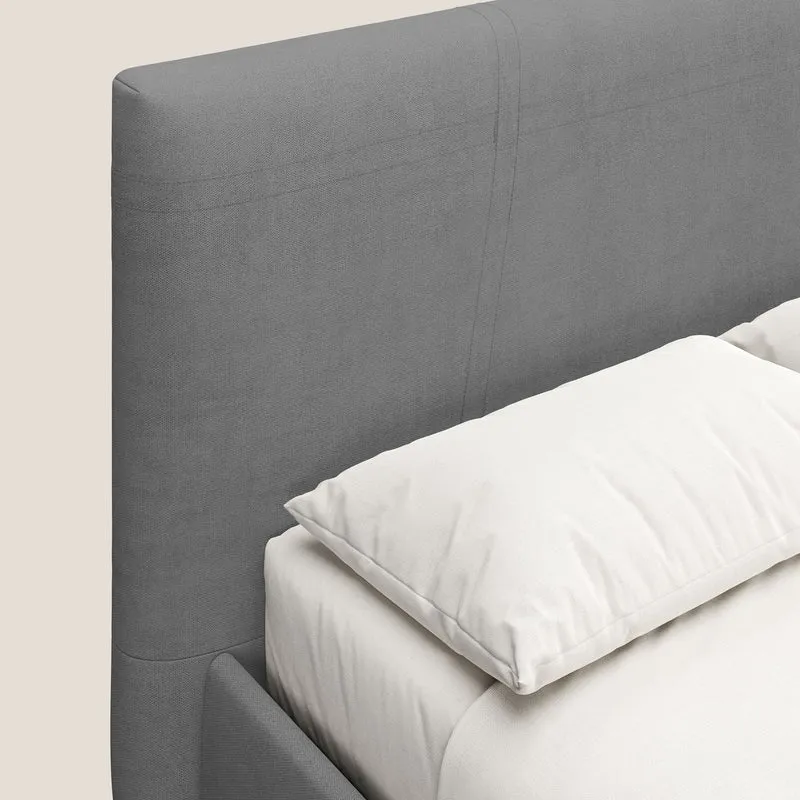 Martina lit rembourré avec coffre en tissu imperméable T02 gris