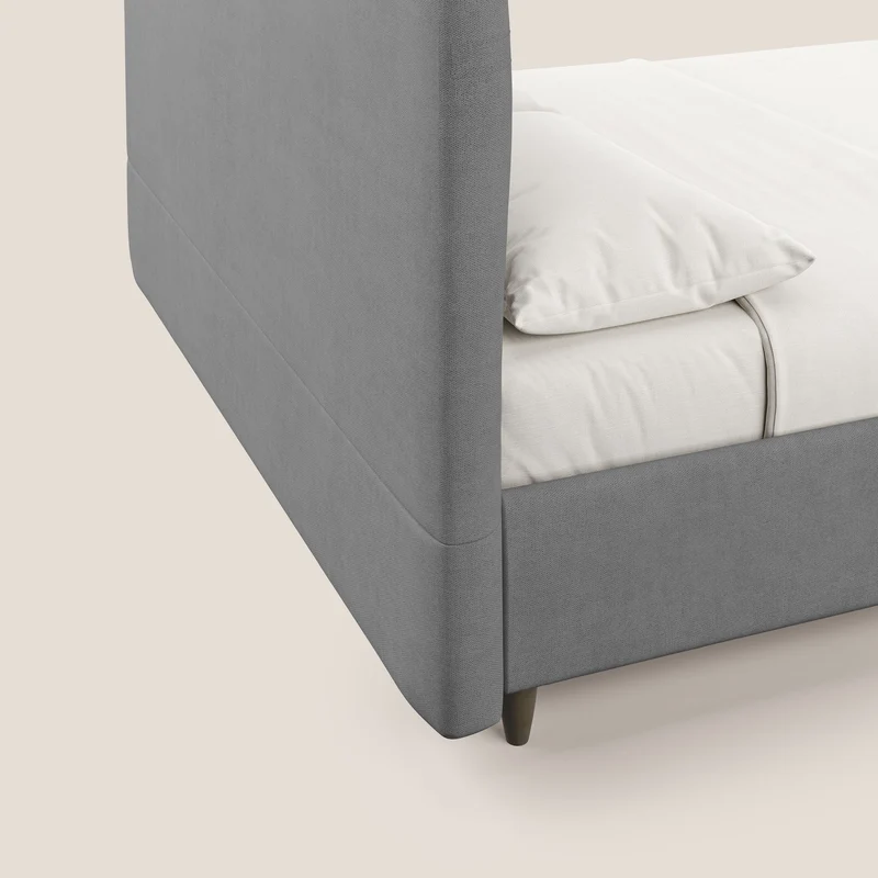 Martina lit rembourré avec coffre en tissu imperméable T02 gris