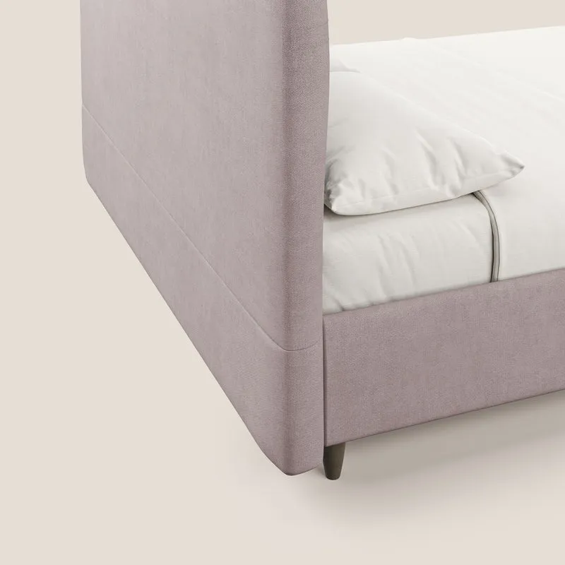 Martina lit rembourré avec coffre en tissu imperméable T02 rose