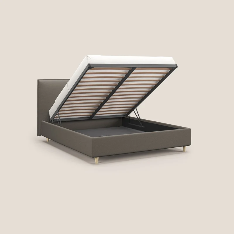 Costanza lit coffre et déhoussable en tissu mixte coton imperméable T13 Taupe tortora