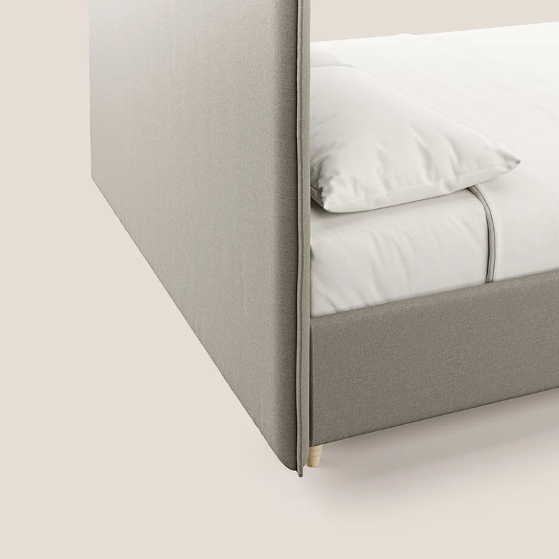 Costanza lit coffre et déhoussable en tissu mixte coton imperméable T13 crème