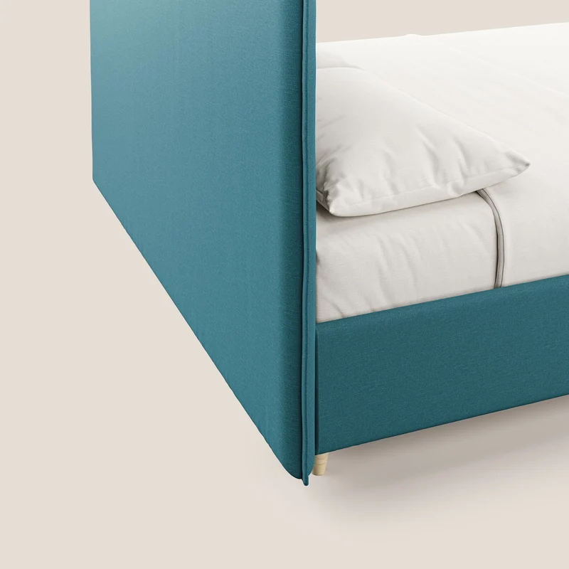Costanza lit coffre et déhoussable en tissu mixte coton imperméable T13 bleu ciel