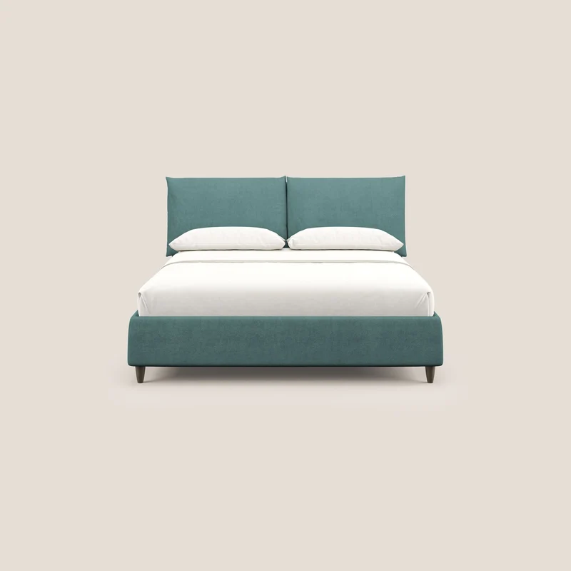 Mariana lit coffre avec coussins en tissu imperméable T02 bleu canard