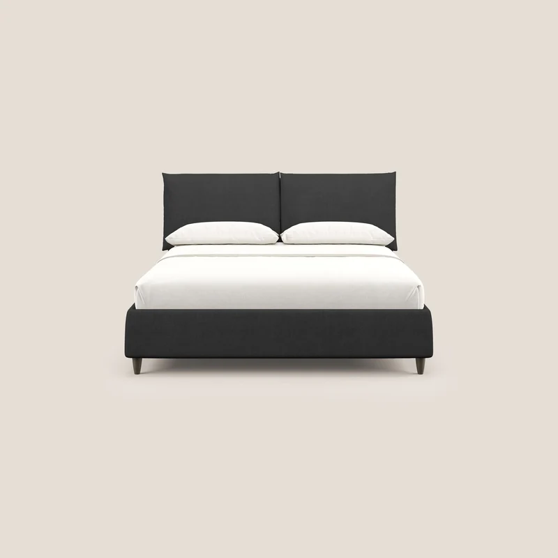 Mariana lit coffre avec coussins en tissu imperméable T02 noir