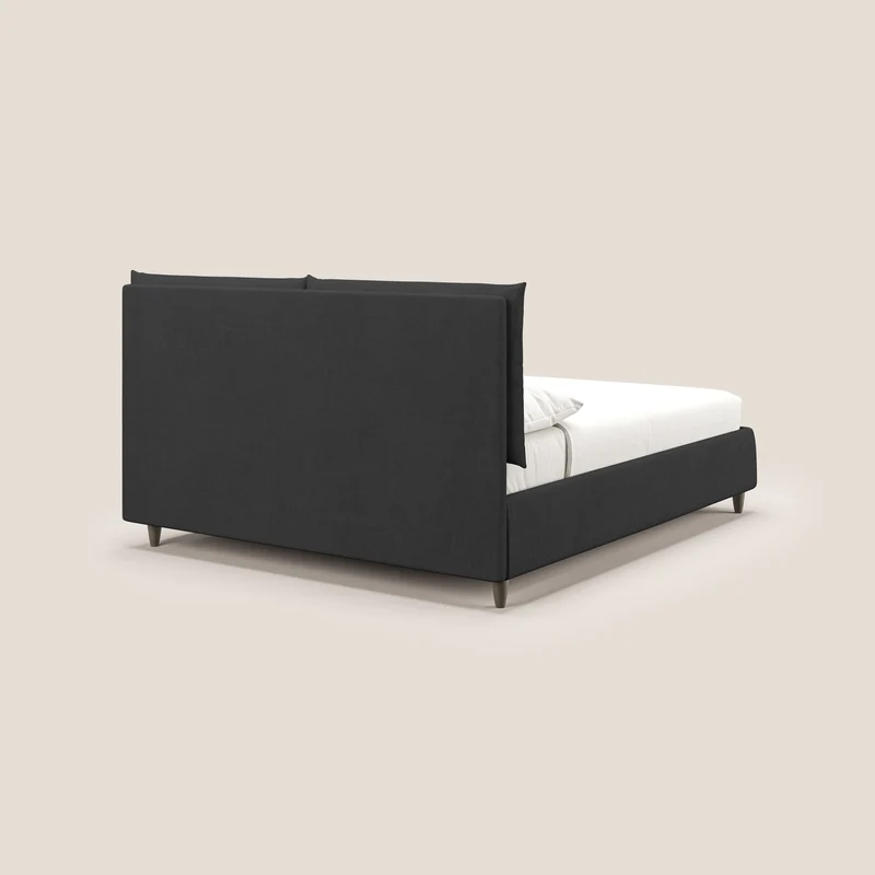 Mariana lit coffre avec coussins en tissu imperméable T02 noir