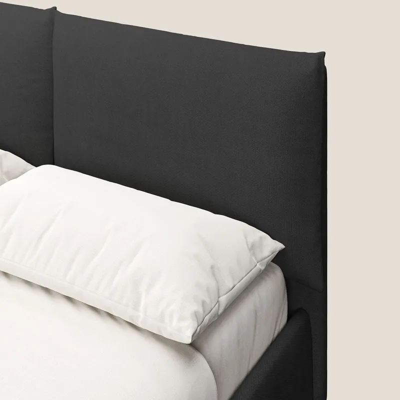 Mariana lit coffre avec coussins en tissu imperméable T02 noir