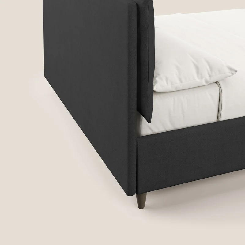 Mariana lit coffre avec coussins en tissu imperméable T02 noir