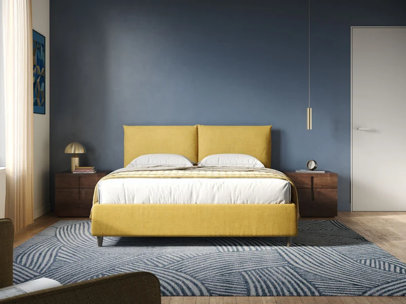 Mariana lit coffre avec coussins en tissu imperméable T02 jaune