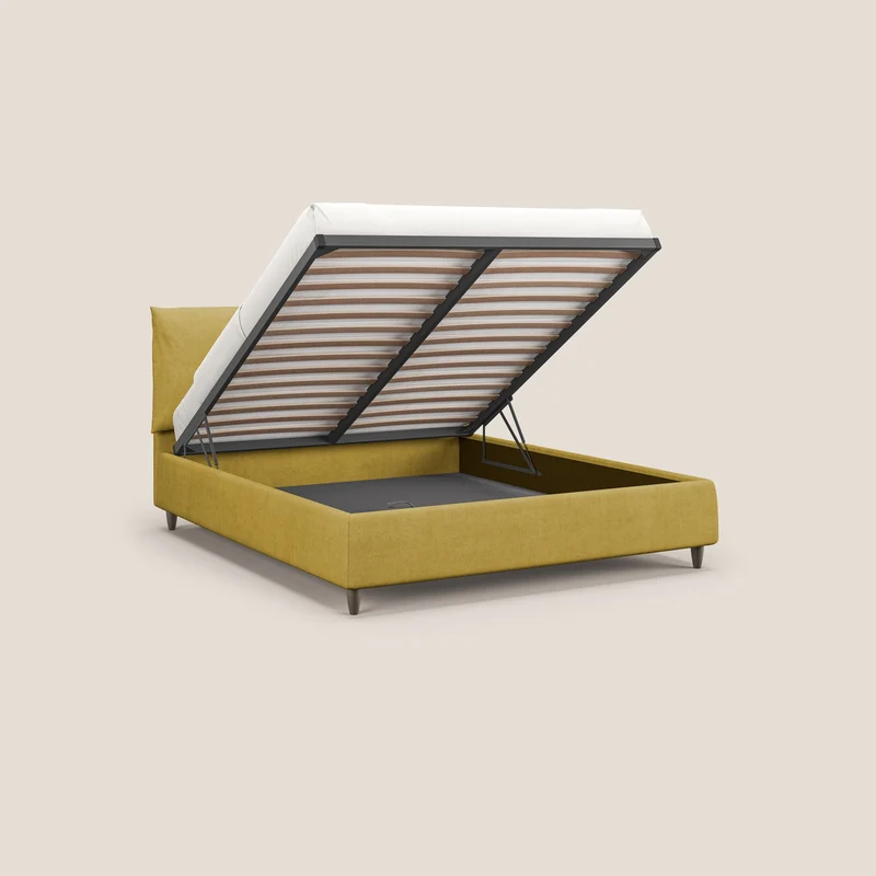 Mariana lit coffre avec coussins en tissu imperméable T02 jaune