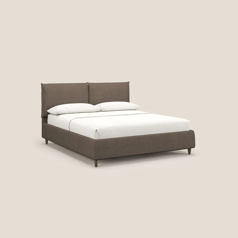 Mariana lit coffre avec coussins en tissu imperméable T02 marron