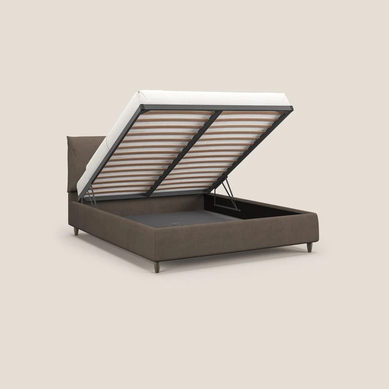 Mariana lit coffre avec coussins en tissu imperméable T02 marron