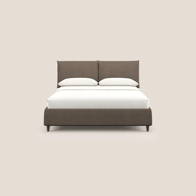 Mariana lit coffre avec coussins en tissu imperméable T02 marron