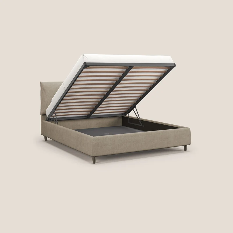 Mariana lit coffre avec coussins en tissu imperméable T02 beige