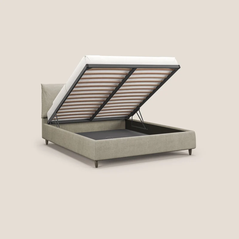 Mariana lit coffre avec coussins en tissu imperméable T02 crème