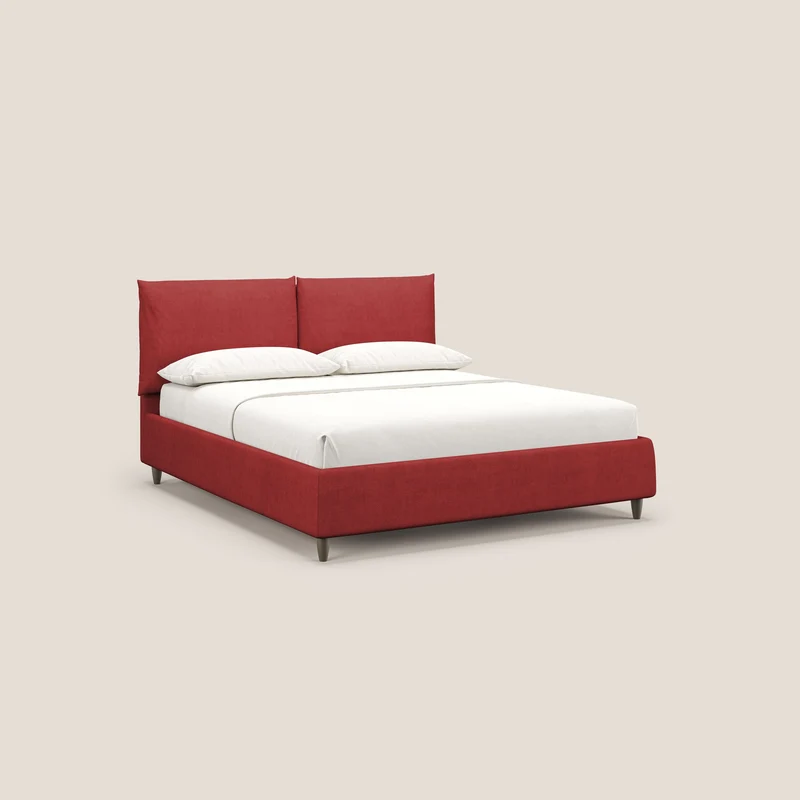 Mariana lit coffre avec coussins en tissu imperméable T02 rouge