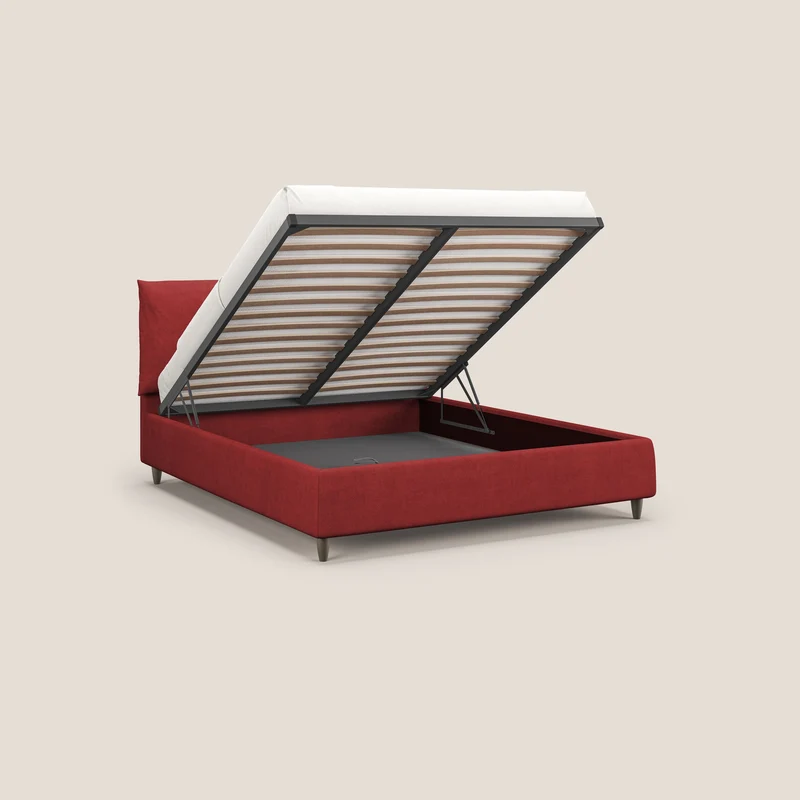 Mariana lit coffre avec coussins en tissu imperméable T02 rouge