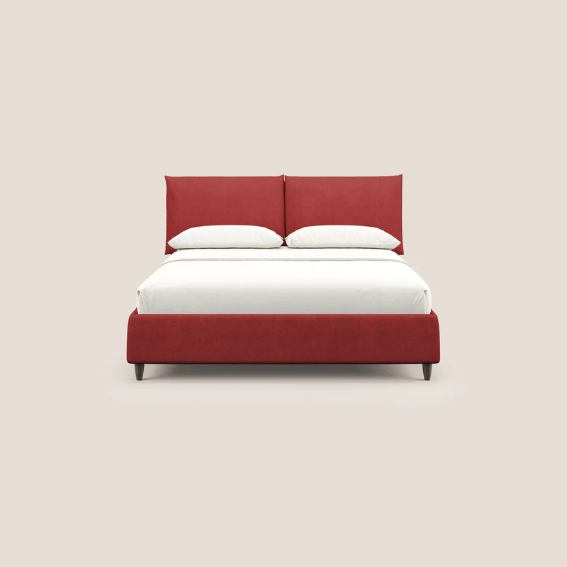 Mariana lit coffre avec coussins en tissu imperméable T02 rouge