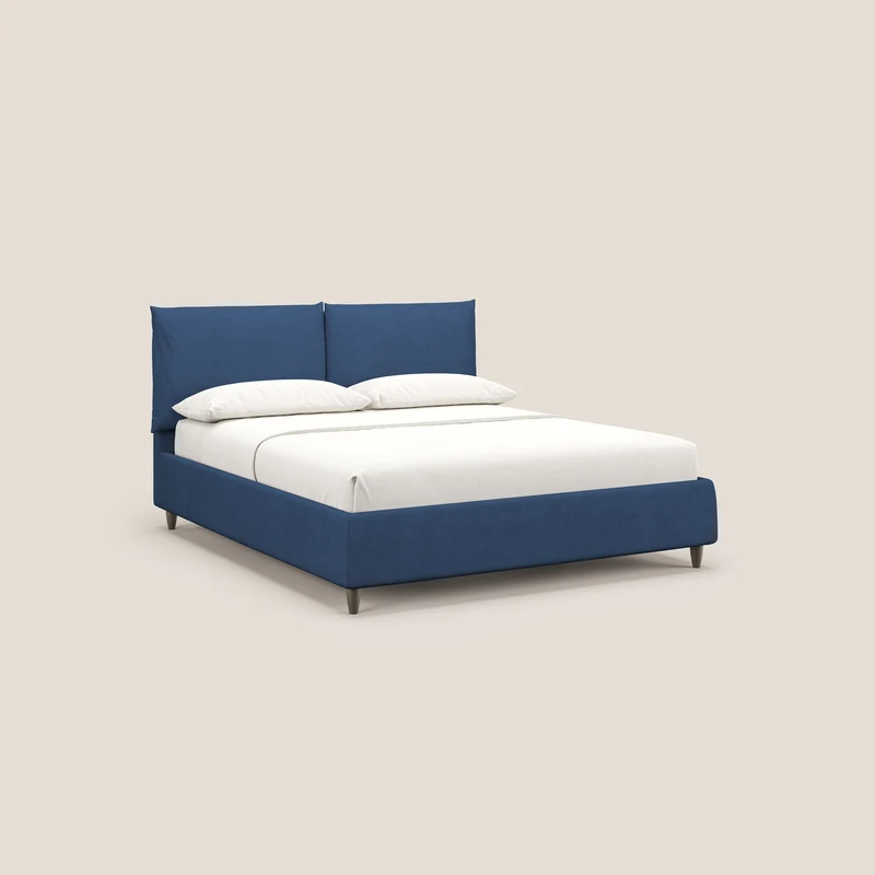 Mariana lit coffre avec coussins en tissu imperméable T02 bleu