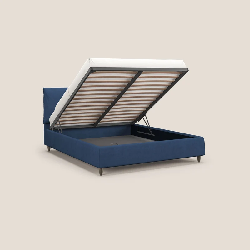 Mariana lit coffre avec coussins en tissu imperméable T02 bleu
